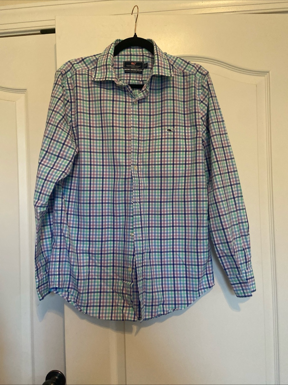 Vineyard Vines Green & Blue Plaid Button-Up Shirt
